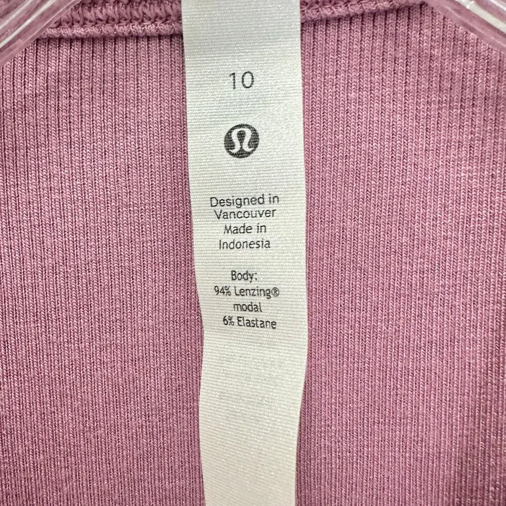 Lululemon Hold Tight Cropped Ribbed‎ Tank Top in Velvet Dust-pink Size 10